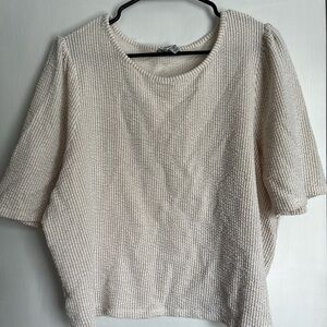 Ophelia & Co. Cream Boxy Ribbed T-Shirt